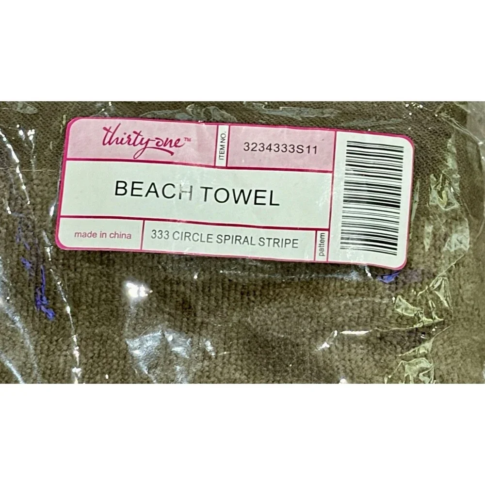 Thirty-One 333 Circle Spiral Stripe Beach Towel - Item #3234333S11- New In Pkg.